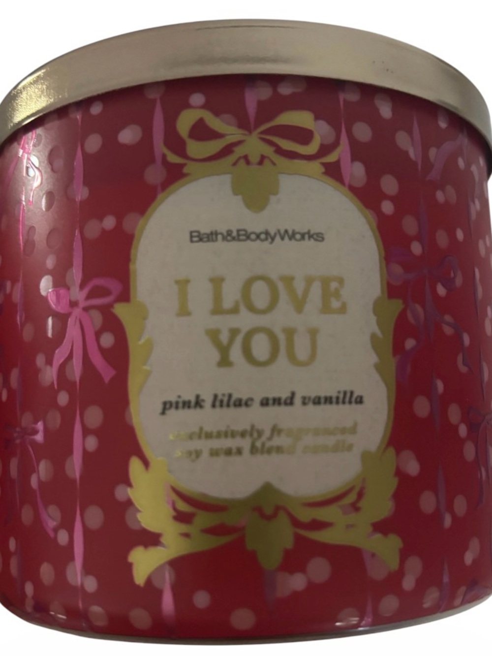 Bath & Body Works Pink Lilac & Vanilla Candle - Gold Accents
